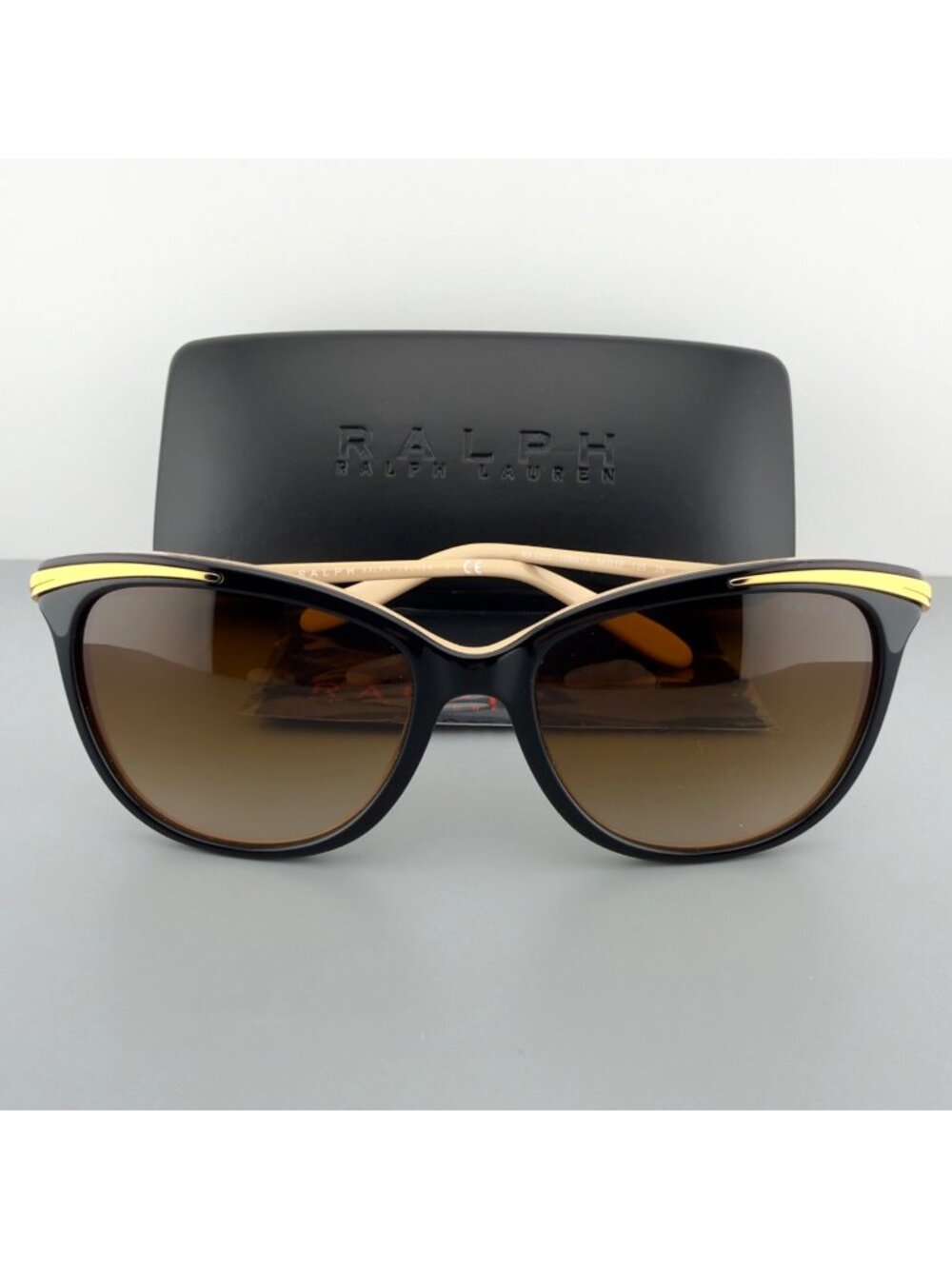 Ralph Lauren Women Sunglasses RA5203 Cat Eye 1090T5 Black On Gold 54 16 135 READ